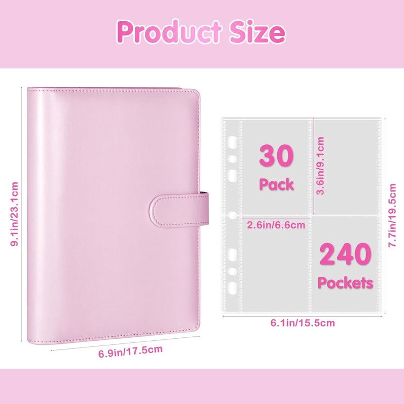 WITHYU A5 Kpop Photocard Binder with 30 Pack 4-Pocket Card Pages, 6 Ring A5 Binder Card Collector Album with 240 Card Slots,PU Leather Binder Cover with Magnetic Buckle Closure for Organizing Trading Card - Image 5